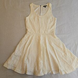 Express Cream Lace Fit & Flare Mini Dress